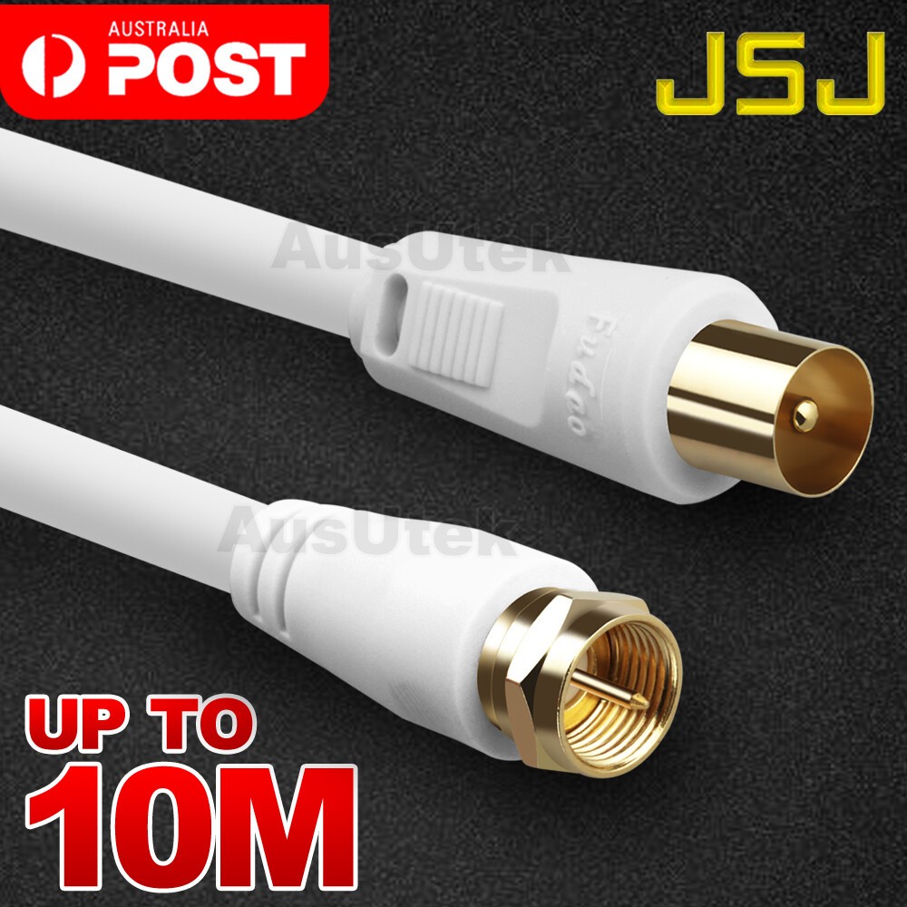 JSJ TV Antenna Cable PAL Male to F-Type Flylead Lead Aerial Coax Cord 1.8m-10m