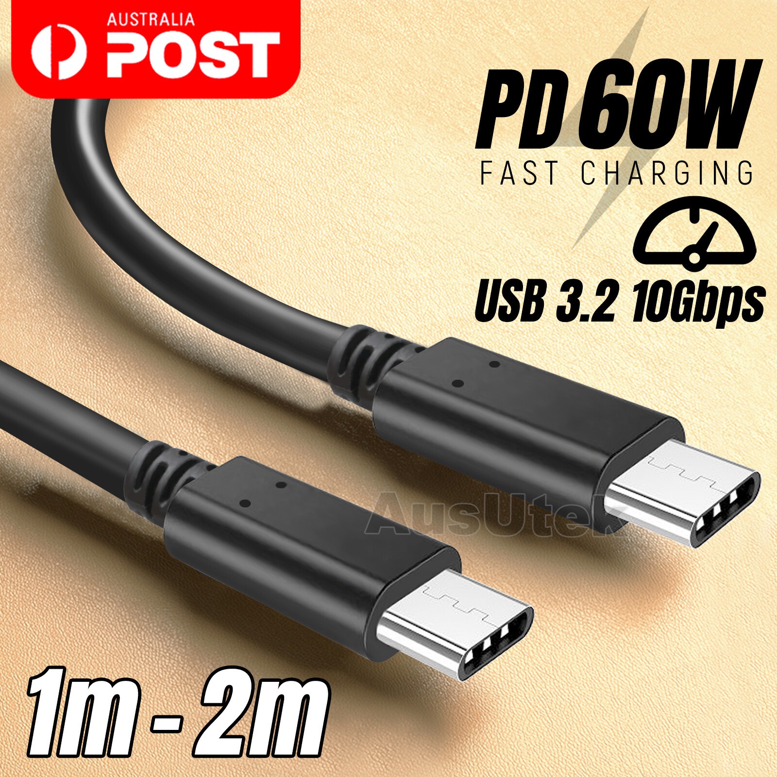 USB Type-C to USB-C Male Data Power Cable PD Fast Charge MacBook Samsung Sync