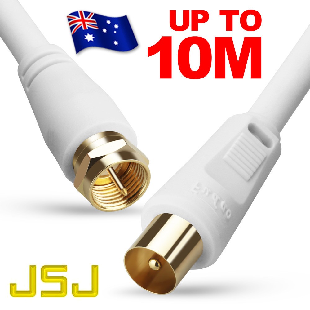 JSJ 1.8M 3M 5M 10M TV Antenna Cable PAL Male to F-Type Flylead Aerial Cord Coax