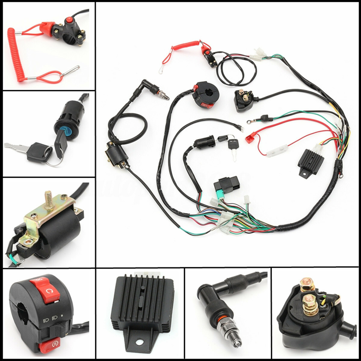 For 50cc 110CC 125cc Quad Bike ATV Full Electric Engine Start Wiring Harnes