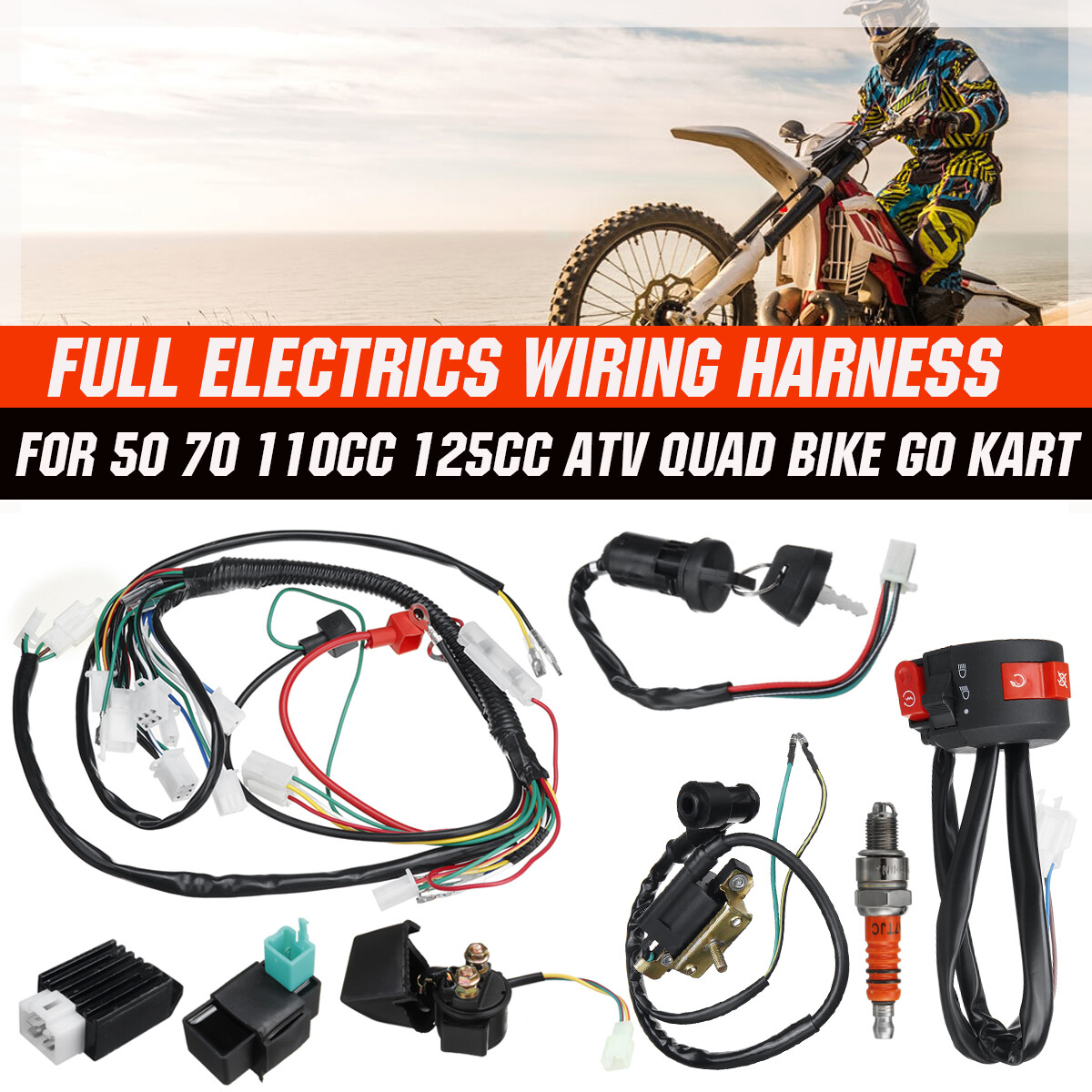 iMars FULL ELECTRICS WIRING HARNESS COIL CDI 50CC 70 110 125CC 4 STROKE ATV QUAD