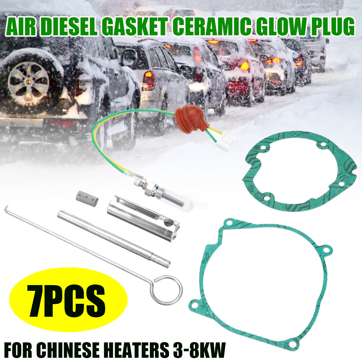 Unbranded/Generic 7PCS Car Air Diesel Gasket Ceramic Glow Plug For Hcalory 12V