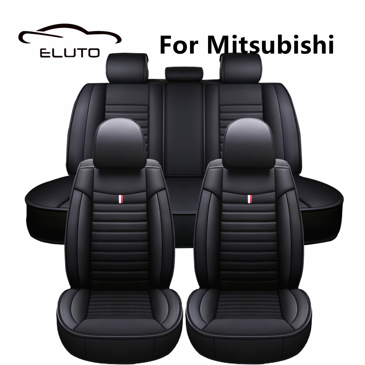ELUTO For Mitsubishi Leather 5-Seats Car Seat Cover Full Set Front Rear Cushion