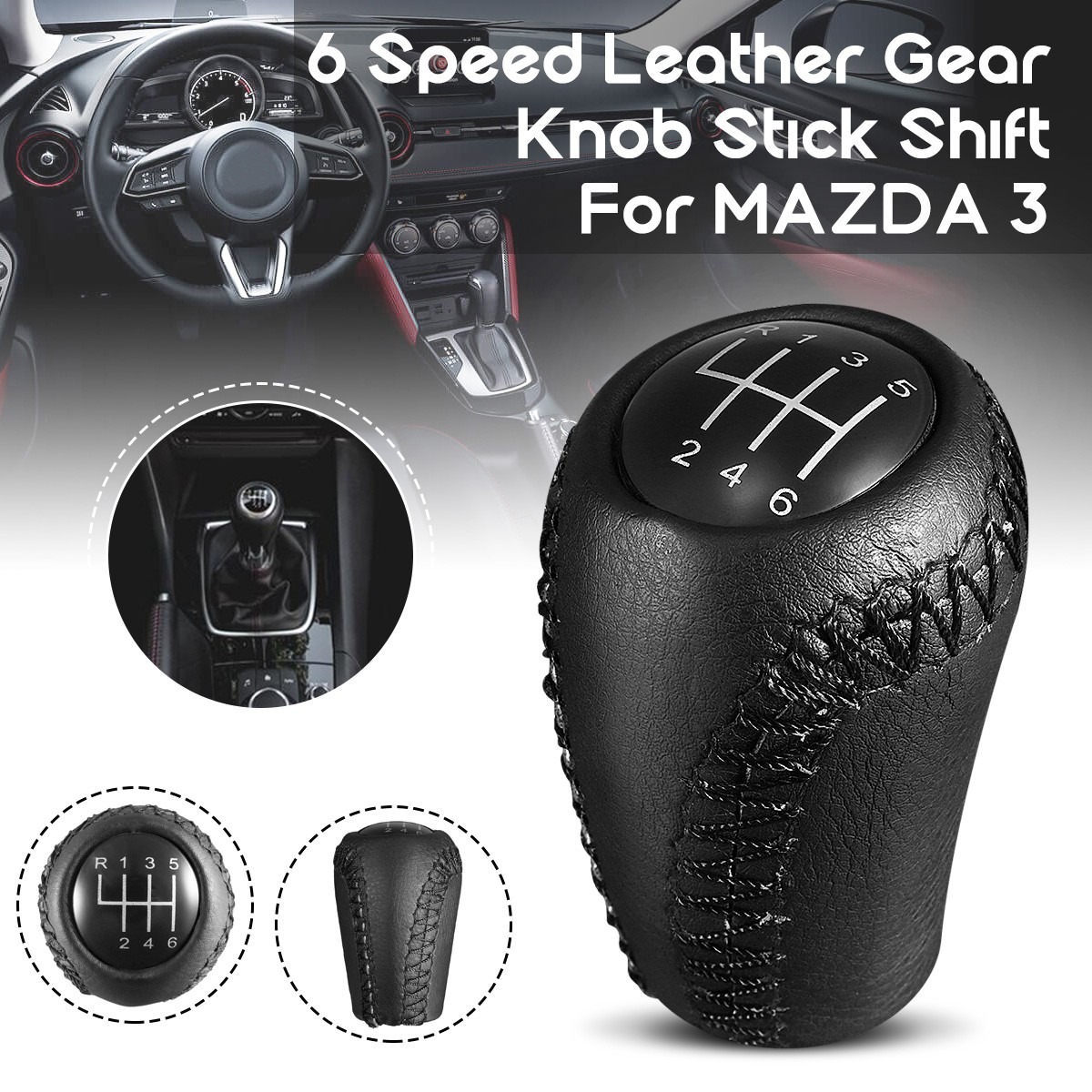 Unbranded/Generic 6 Speed Car Gear Shift Knob Lever Shifter Stick Manual For 3 5