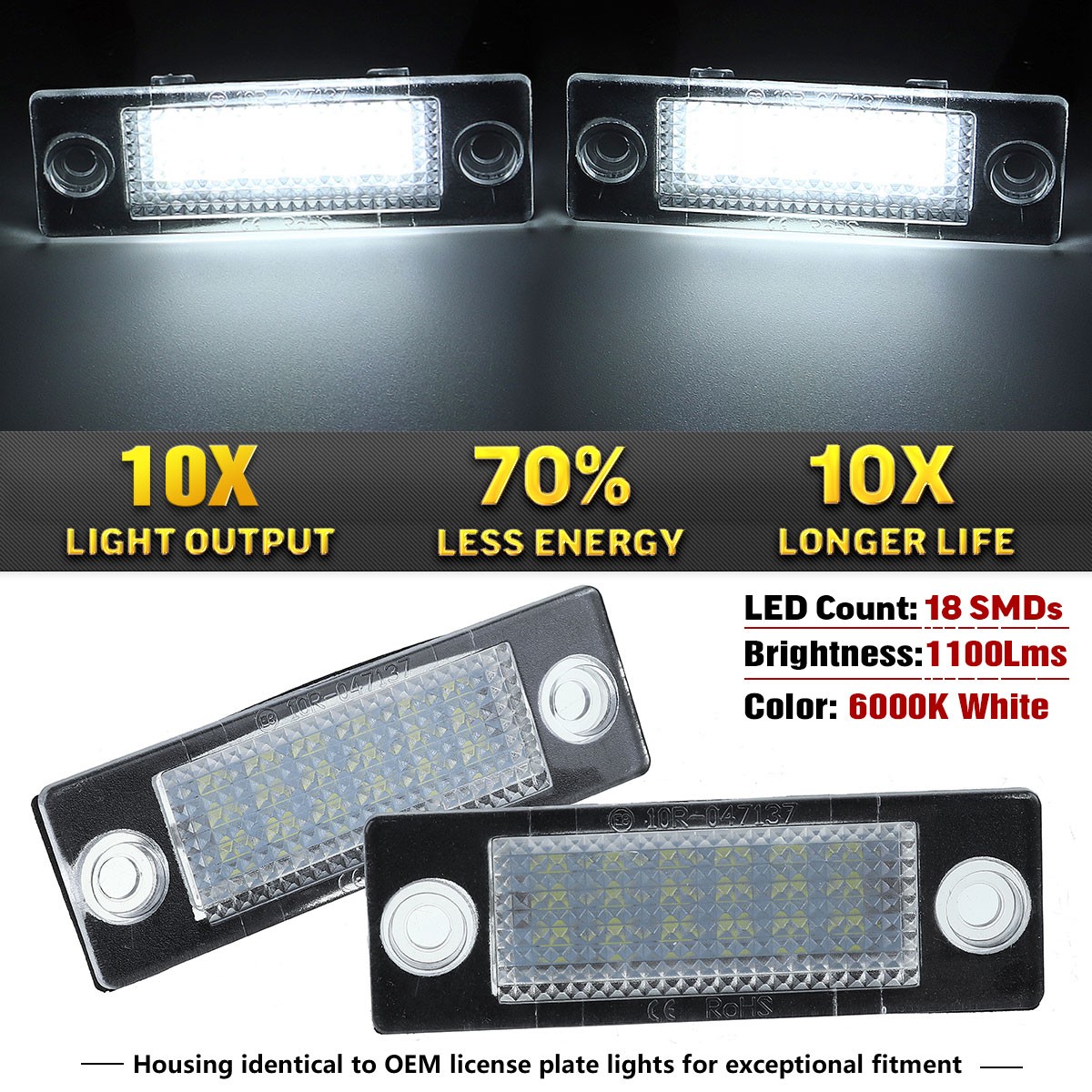 Unbranded/Generic 2X LED Licence Number Plate Lights For VW Transporter T5 Caddy