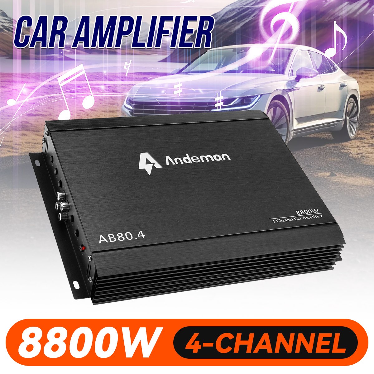 Andeman 8800W 4 Channel Car Amplifier Stereo Audio Super Bass Power Amp 12V AB /