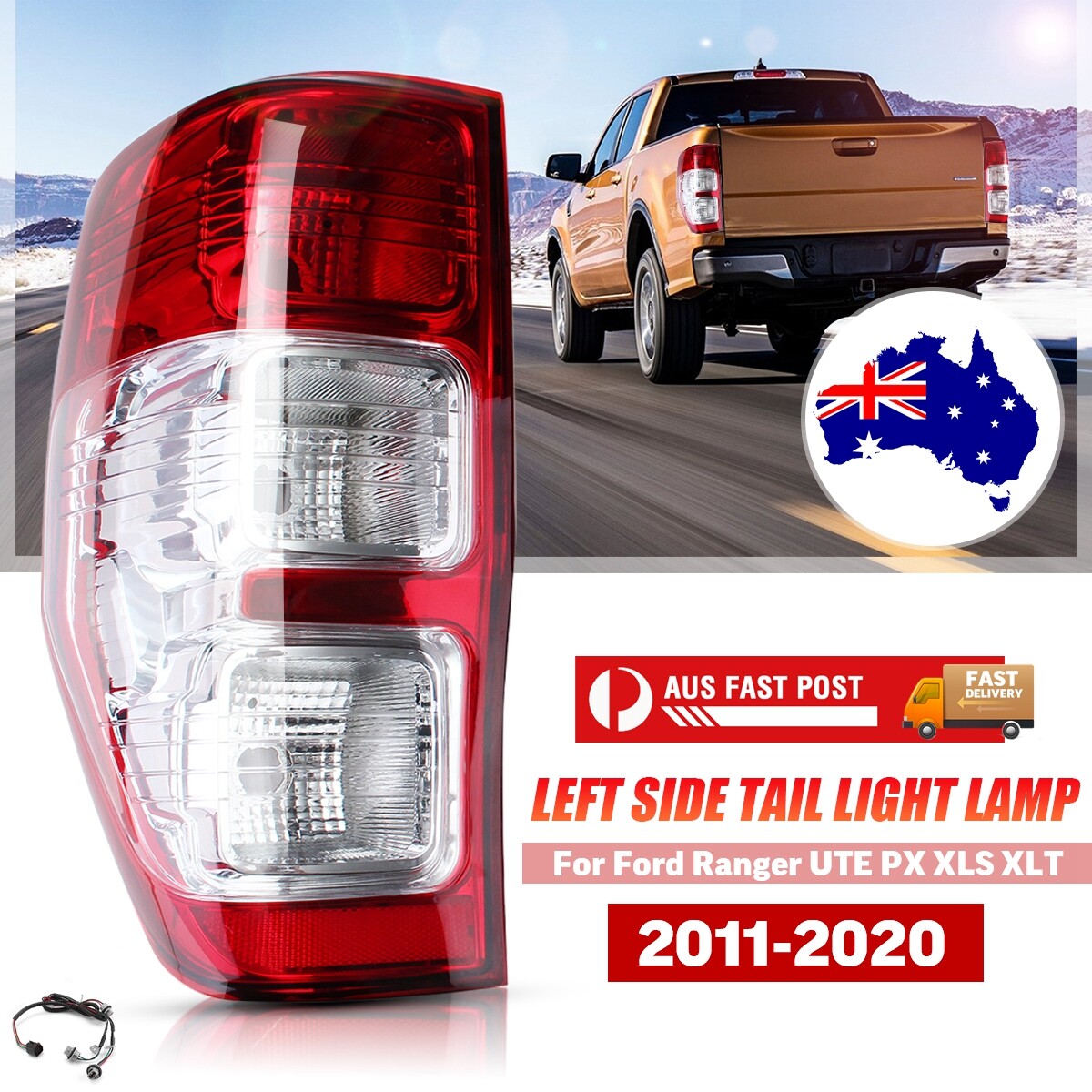 MATCC Left Tail Light Brake Lamp W/ Wire harness For Ford Ranger Ute PX XL 11-20