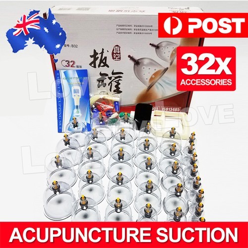 32 Cups Vacuum Cupping Set Massage Acupuncture Suction Massager Pain Relief ABS