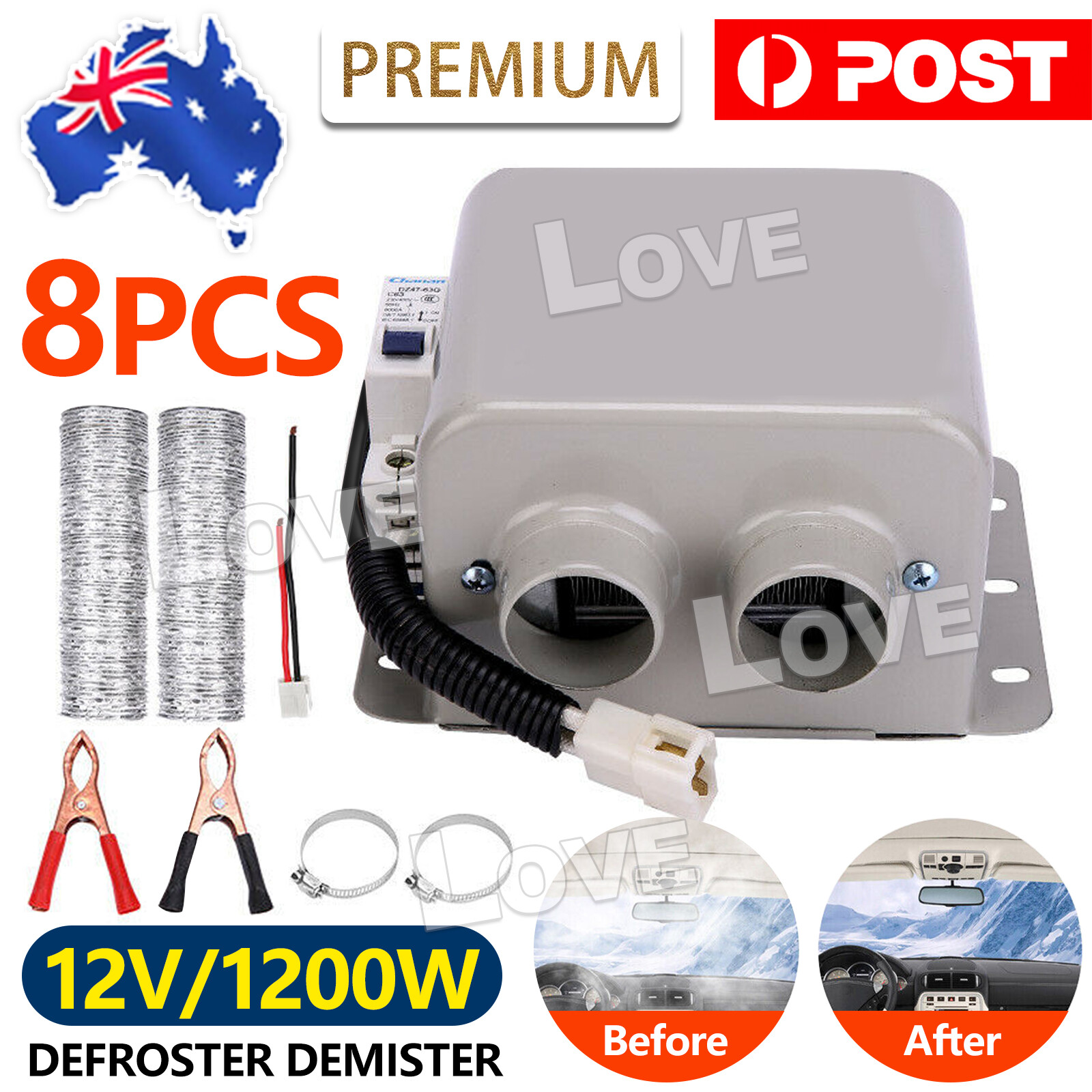 1200W 12V Car Truck Keep Warmer Dash Heater Windscreen Defroster Demister AU Air