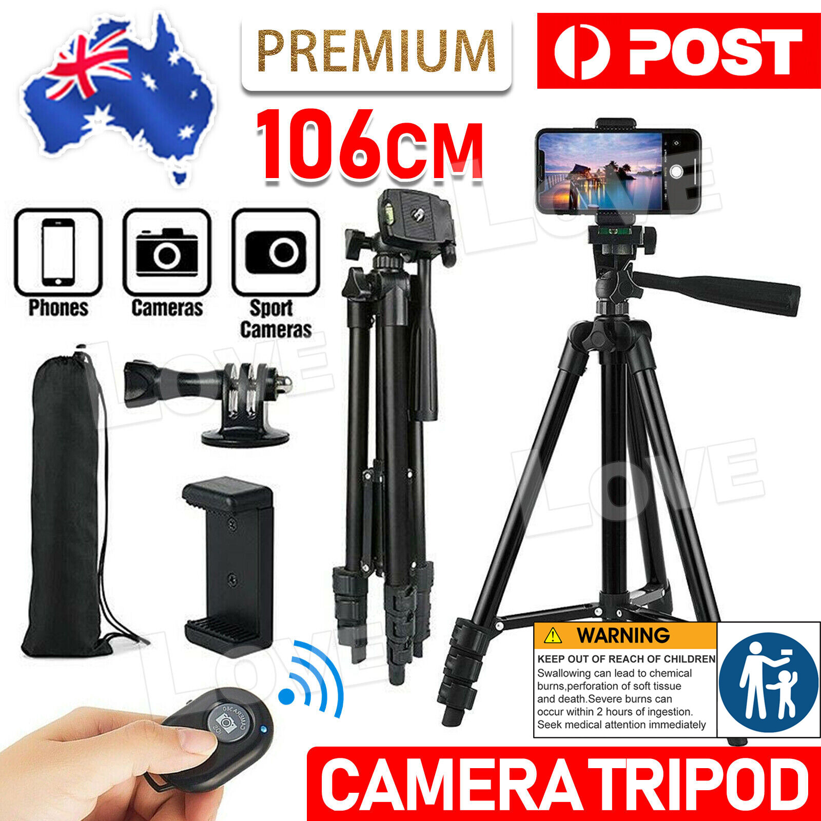 Professional Camera Tripod Stand Mount Remote Phone Holder for iPhone Samsung