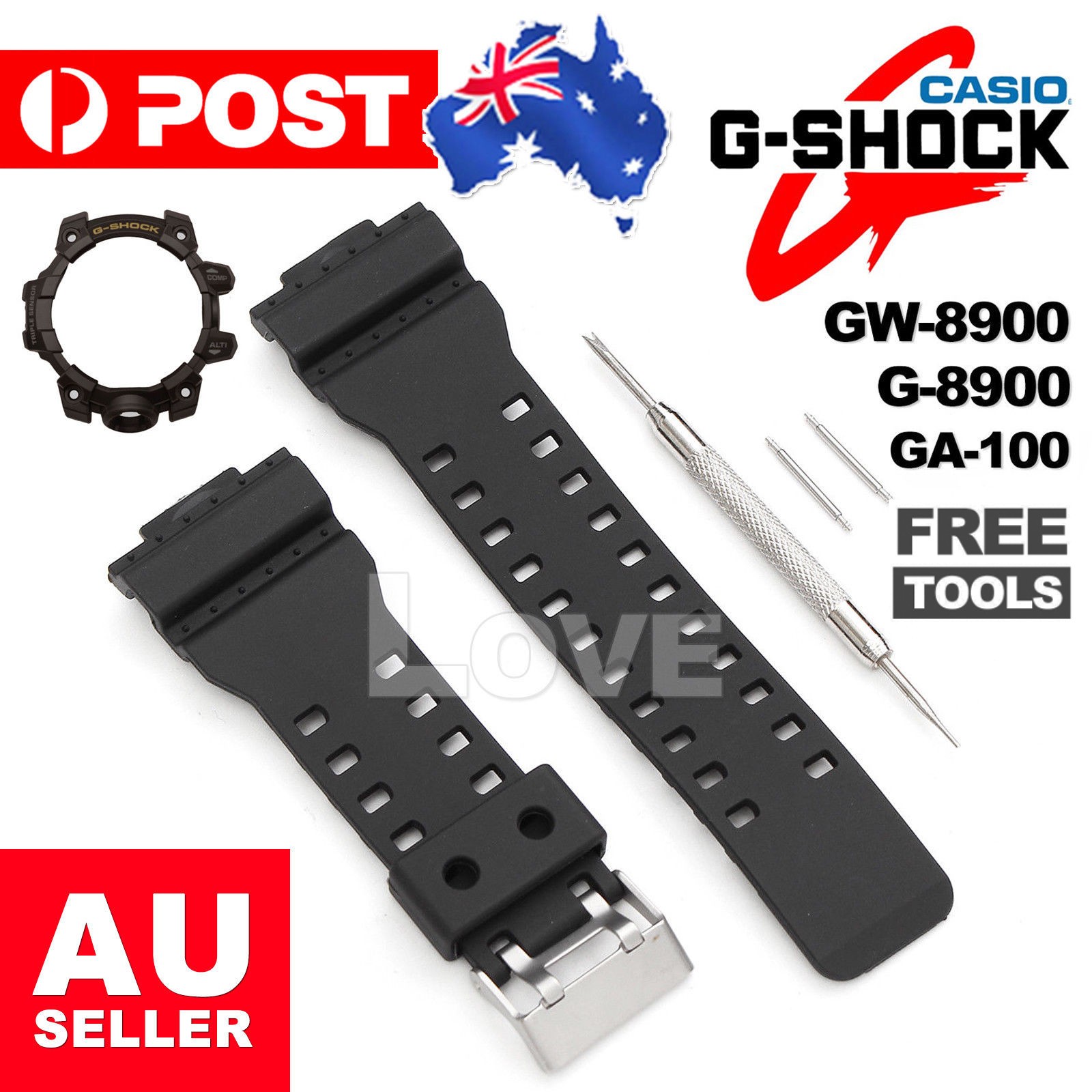 16mm WATCH BAND STRAP FITS For SHOCK GA-100 G-8900 GW-8900 PINS TOOL gshock TPU
