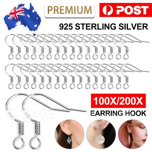 100pcs 925 Sterling Silver Hooks Hypoallergenic Ear Wires DIY Earrings Jewelry
