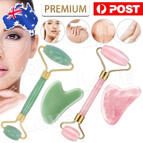 Natural Guasha Facial Jade Face Body Gua Sha Board Massager Tool AU Massage