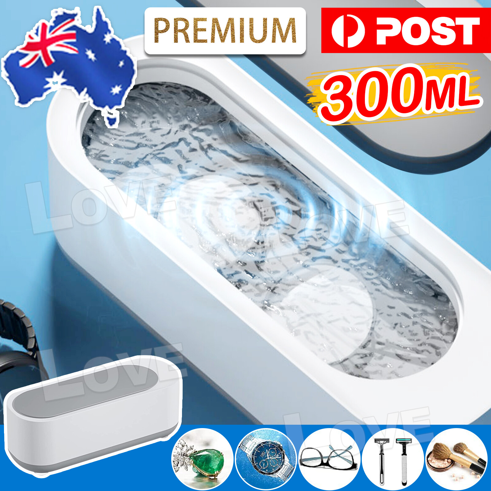 Electric Ultrasonic Water Cleaner Eyeglasses Jewelry Watch Cleaning Machine AU
