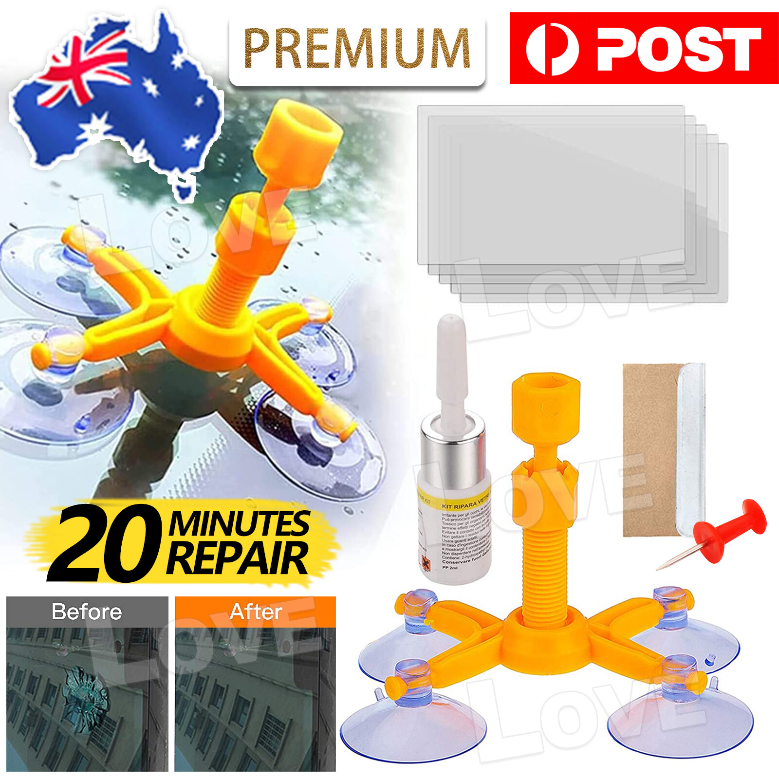 Windows Tool Crack Remove Chip Resin Glass Recovery Car Windscreen Repair Kit AU