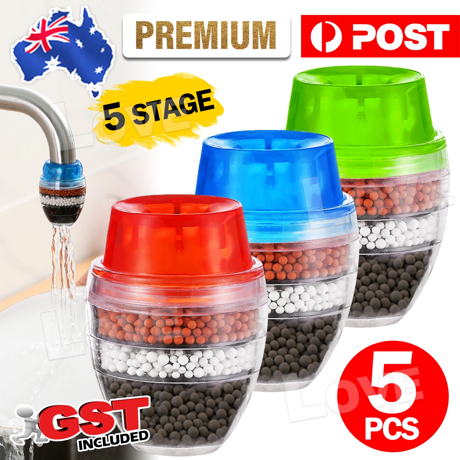 5X Tap Carbon Coconut Water Purifier Clean Filter Home Kitchen Cartridge Faucet