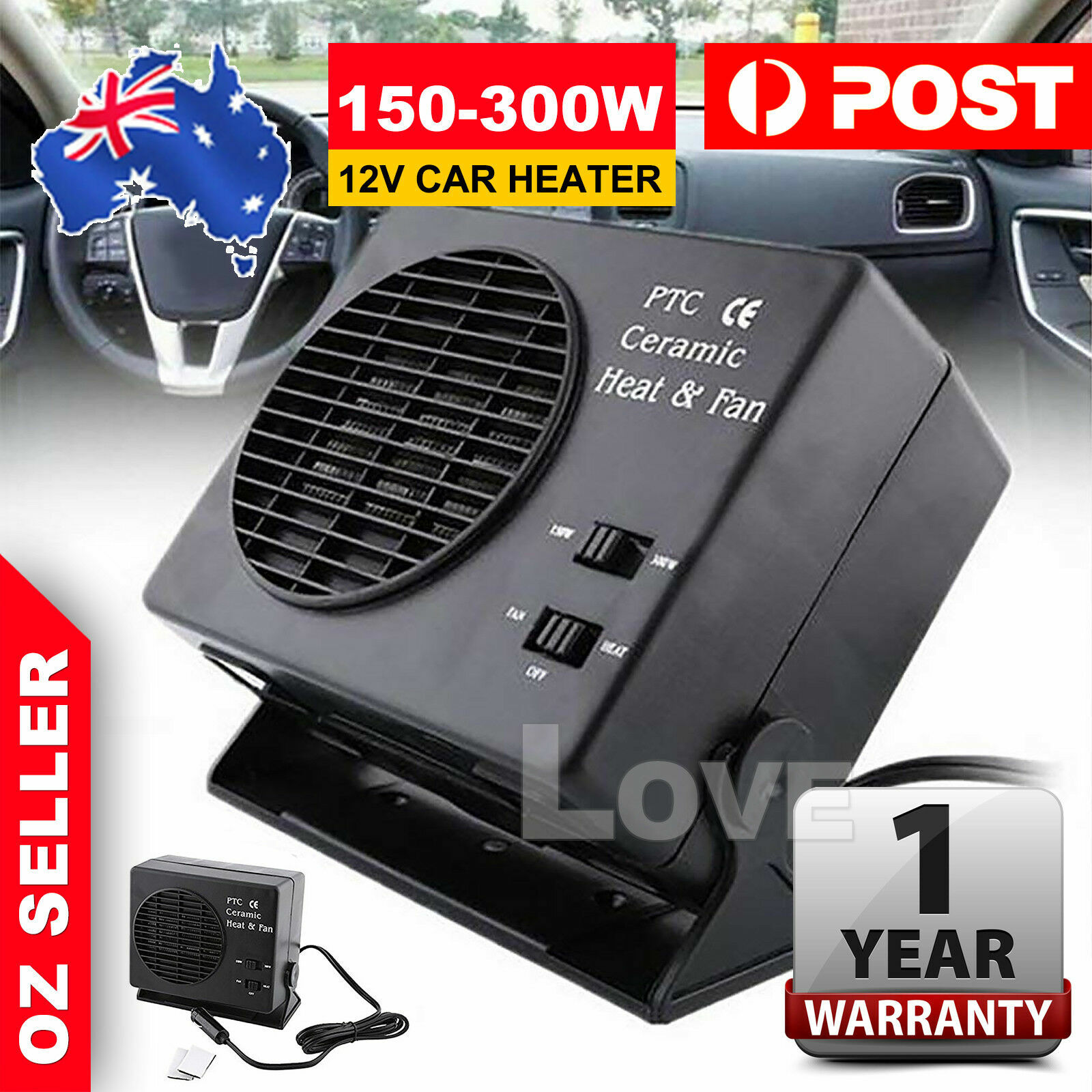 Ceramic Car Auto Van Fan Heater Warmer Window Defroster Demister 12V 150/300W