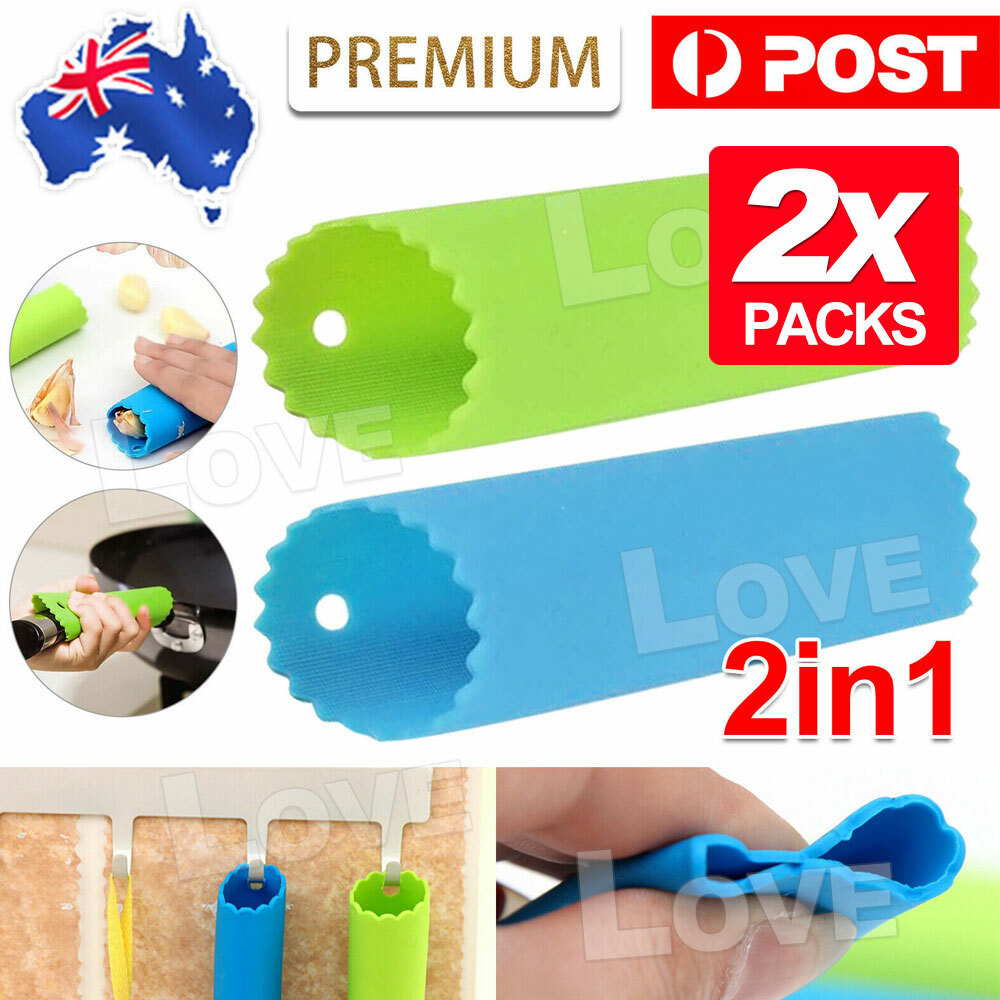 2pcs Silicone Garlic Cloves Peeler Skin Remover Press Roller Kitchen Tool Black