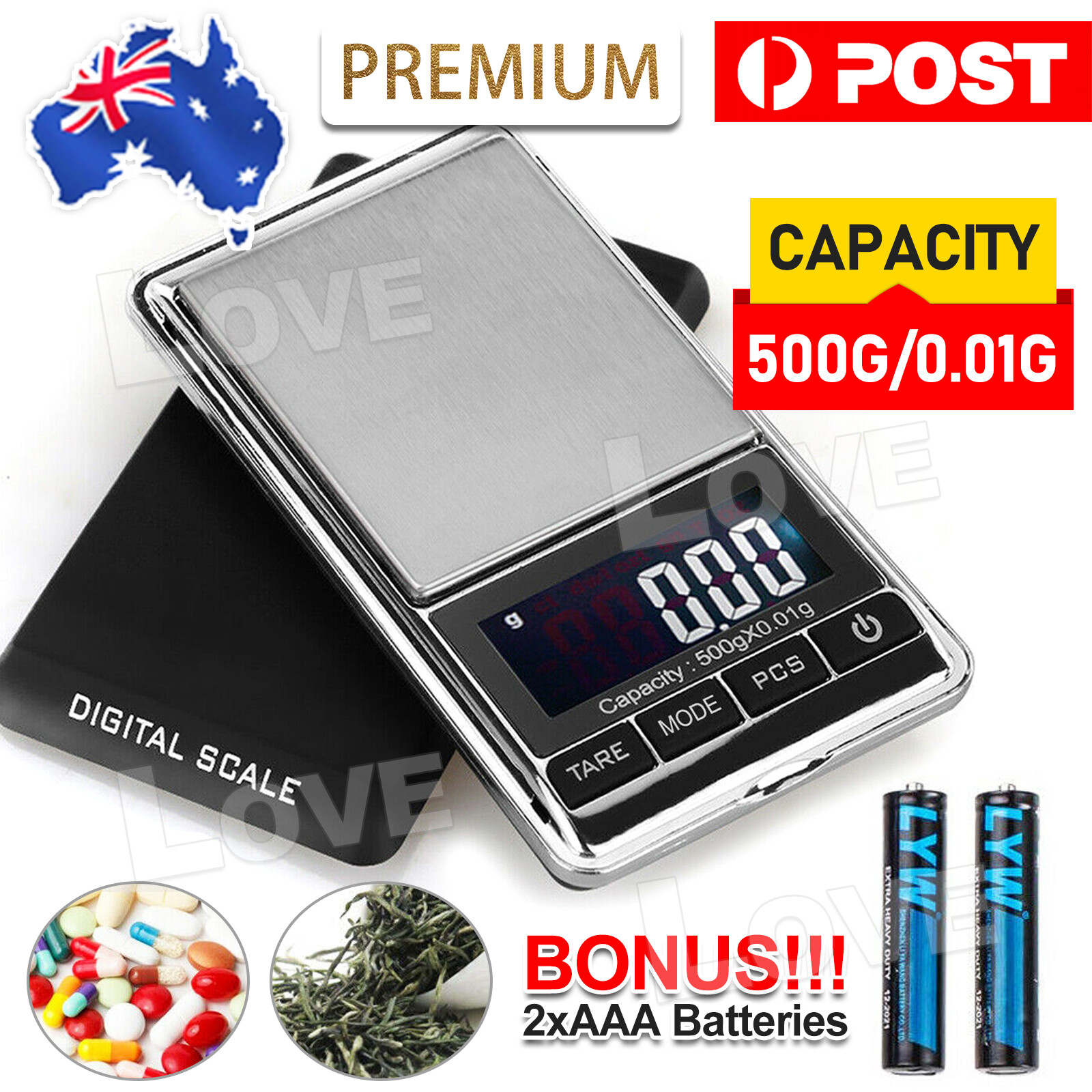 500g 0.01 DIGITAL POCKET SCALES JEWELLERY ELECTRONIC milligram micro mg AU / Lab