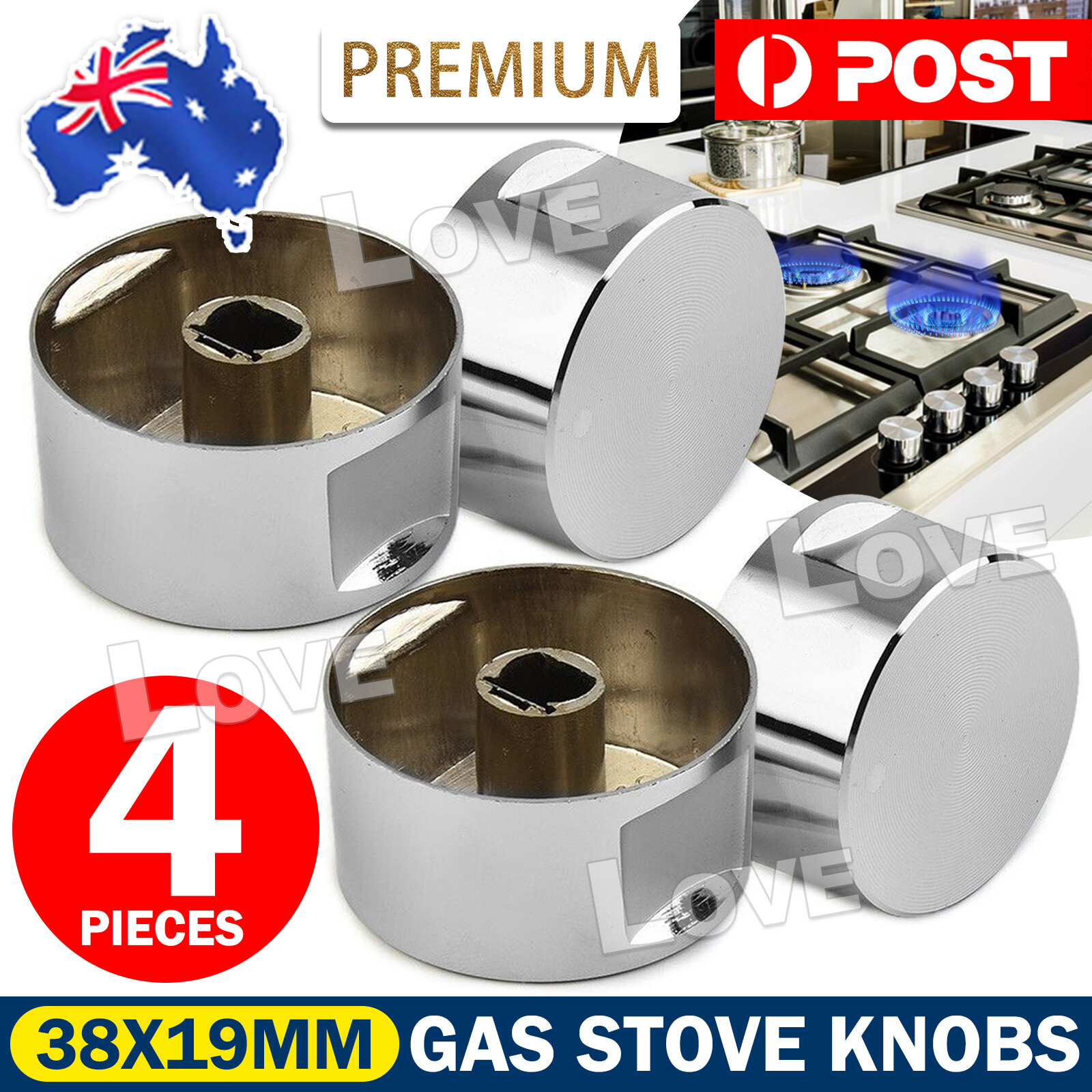 4x Universal Gas Stove Knobs Cooktop Aluminum Alloy Cooker Switch Control Rotary