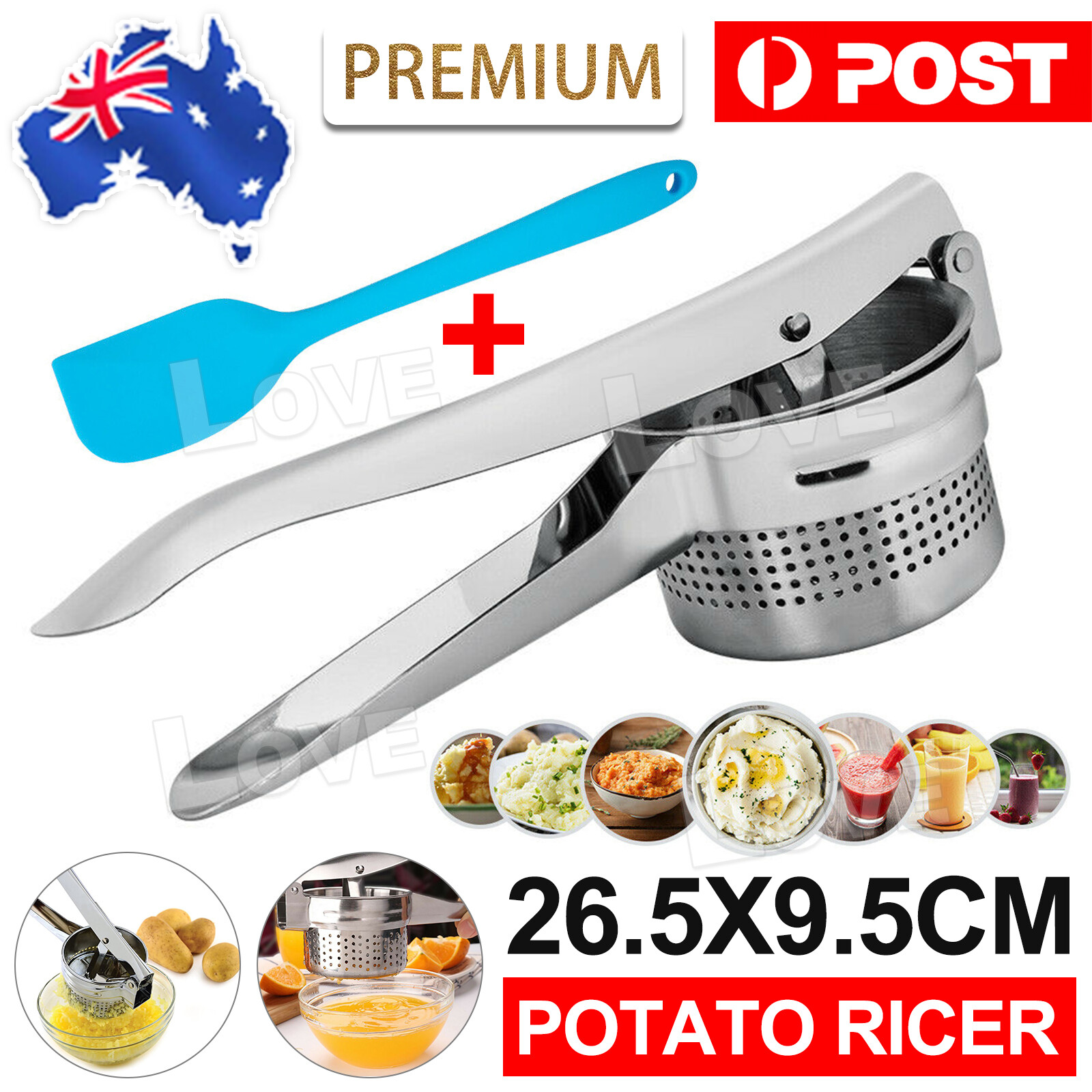 Potato Ricer Masher Fruit Press Professional All Stainless Steel AU Silver Other