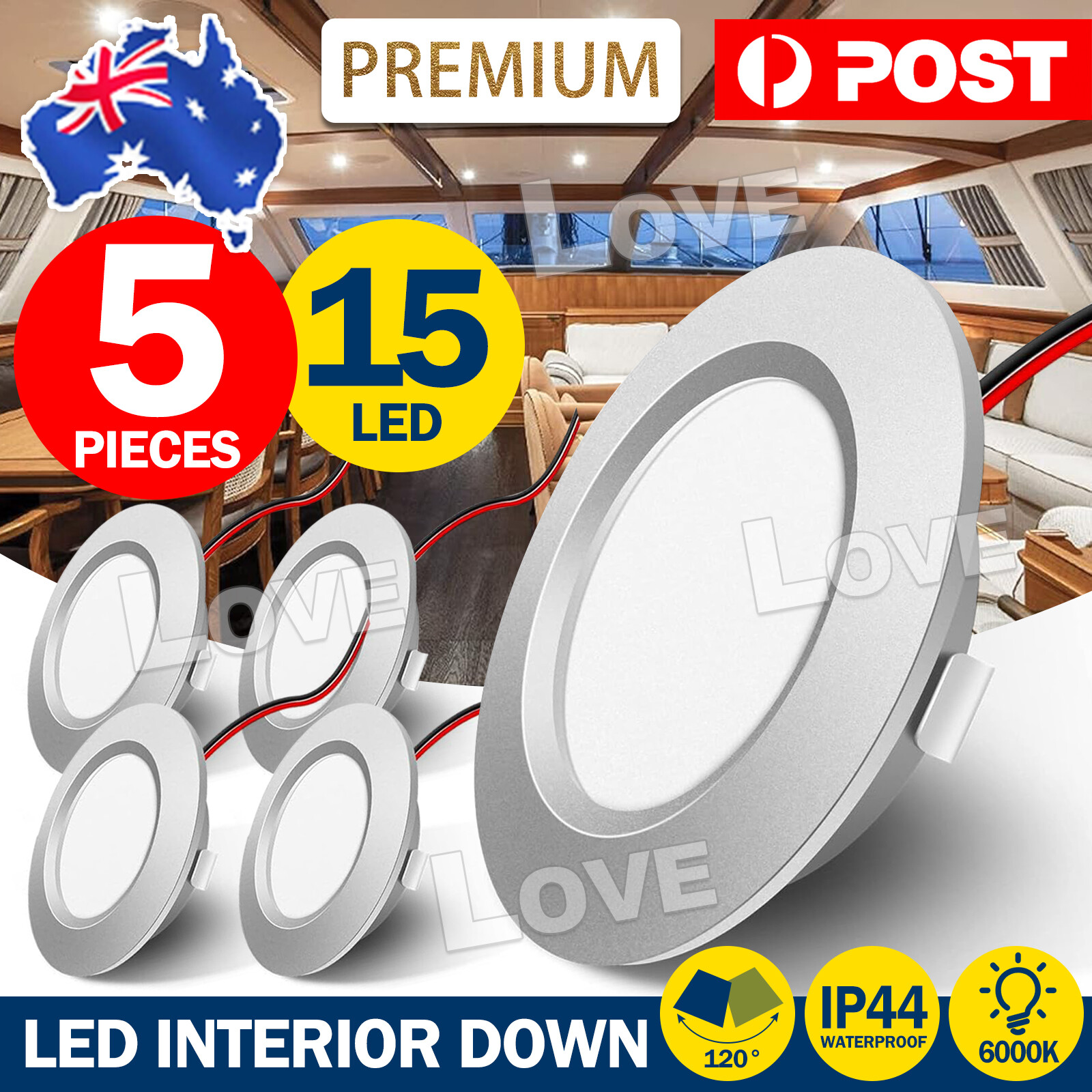 5pcs 12V Recessed Ceiling LED Interior Down Lights Bar For RV Camper Caravan As