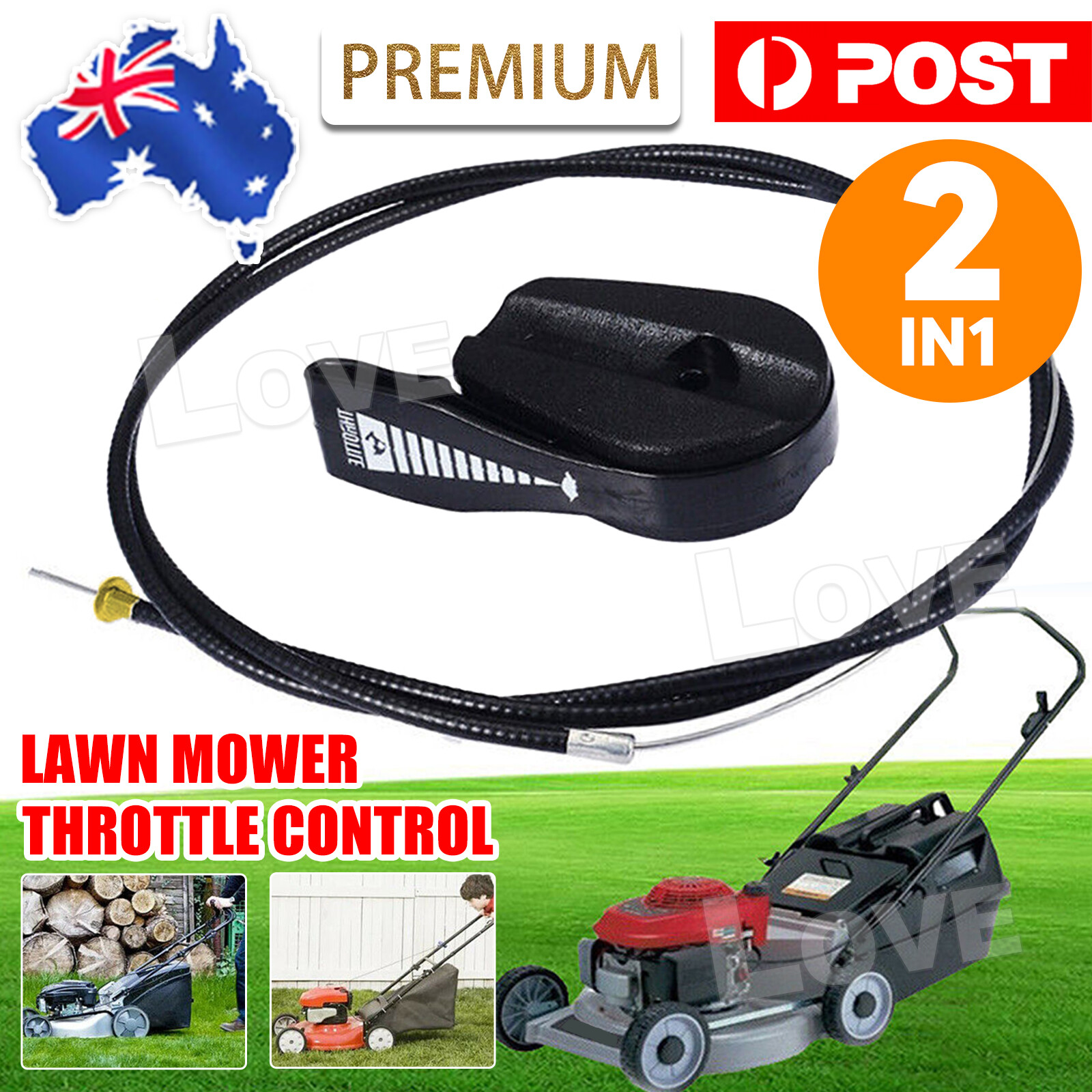LAWN MOWER THROTTLE CONTROL HEAVY DUTY PLASTIC COATED CABLE VICTA MASPORT ROVER