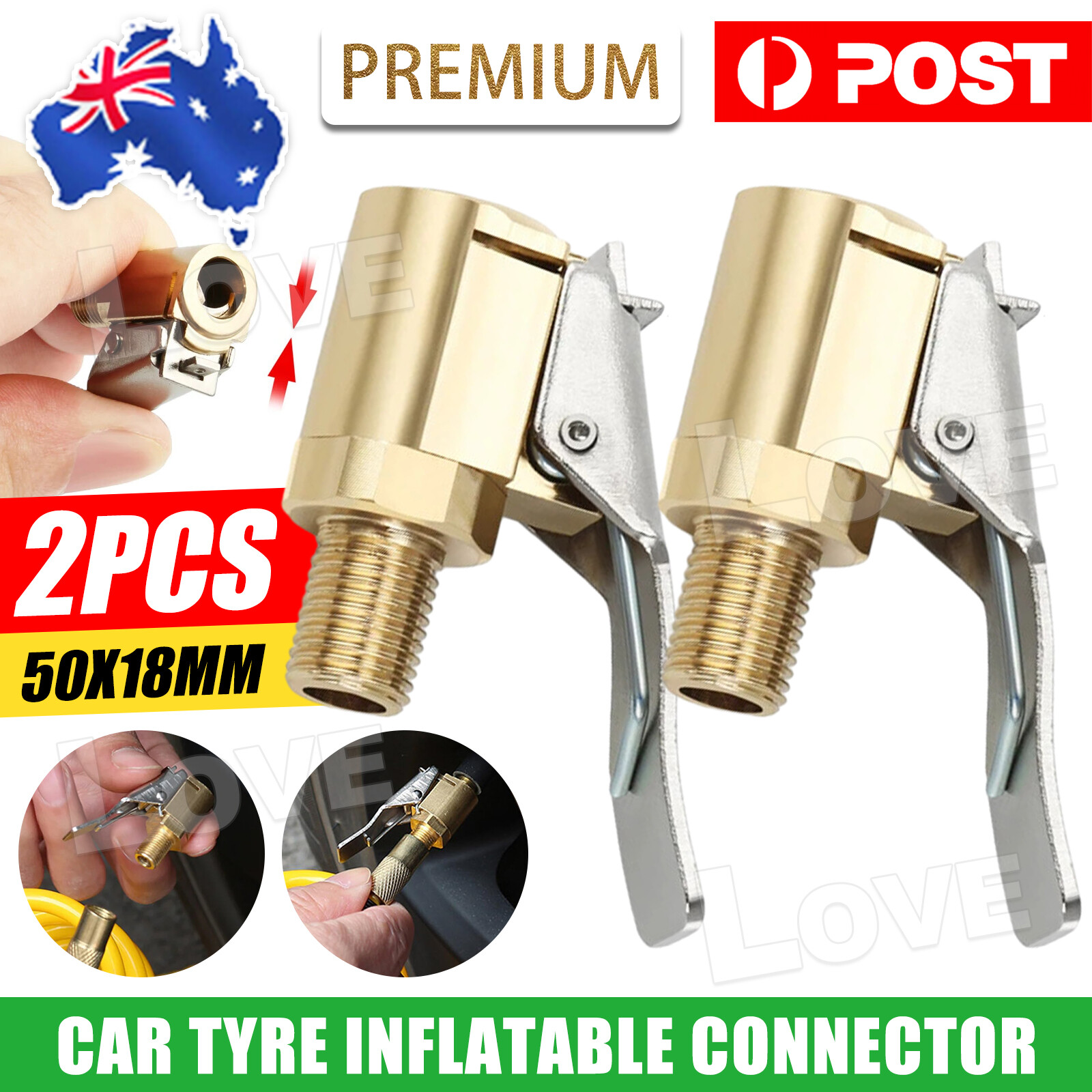 2PCS 8MM Car Tyre Wheel Tire Air Chuck Inflator Pump Valve Clip Connector Adapte