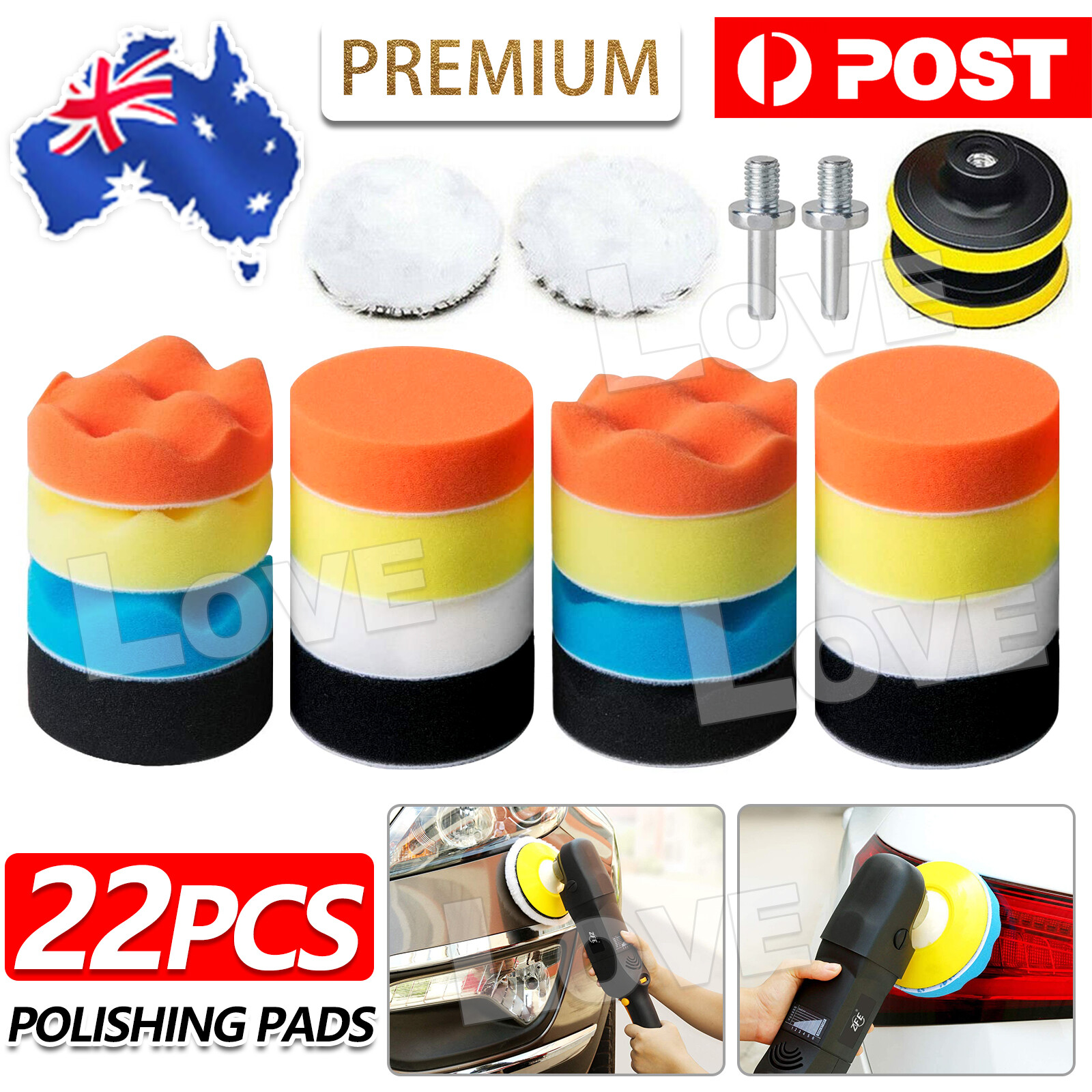 Unbranded/Generic 22pcs 3 Buffing Waxing Polishing Sponge Pads Kit Set For Car