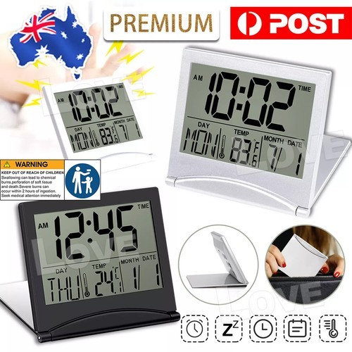 Home Digital LCD Screen Travel Alarm Clocks Desk Thermometer Timer Calendar