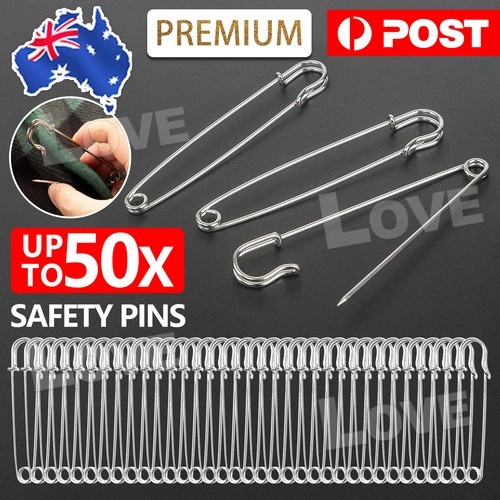 Up 30X Large Safety Pins 3.5Inch 87mm Silver Tone Metal Craft Sewing Quilt Need