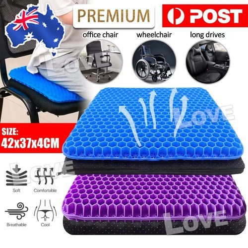 2Layer Gel Honeycomb Seat Comfort Cushion Flex Back Spine Pain Relief Car Office