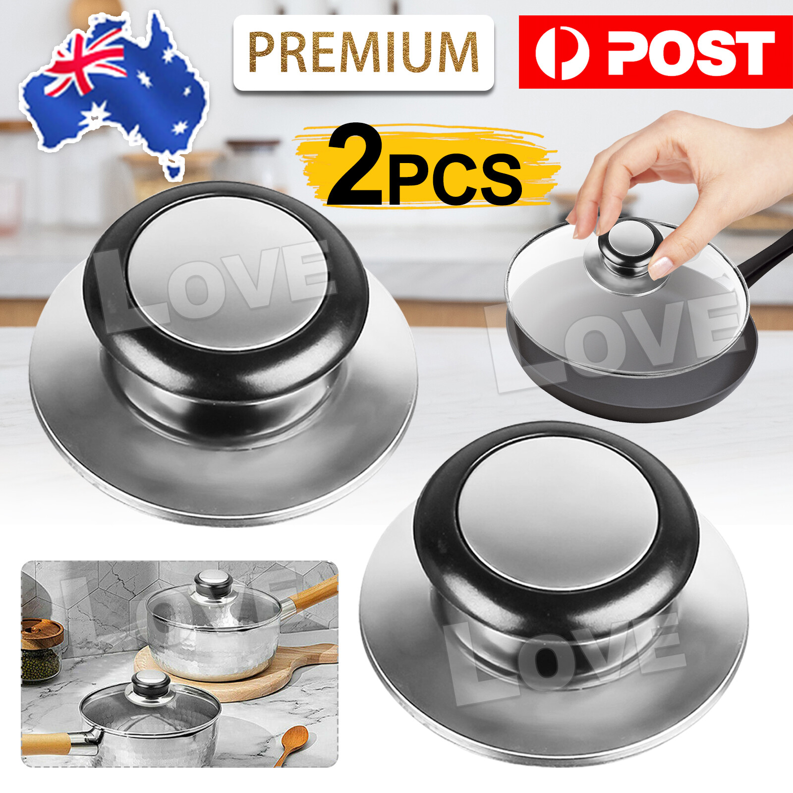 2X Kitchen Cookware Pot Saucepan Replacement Pan Lid Hand Grip Knob Handle Set