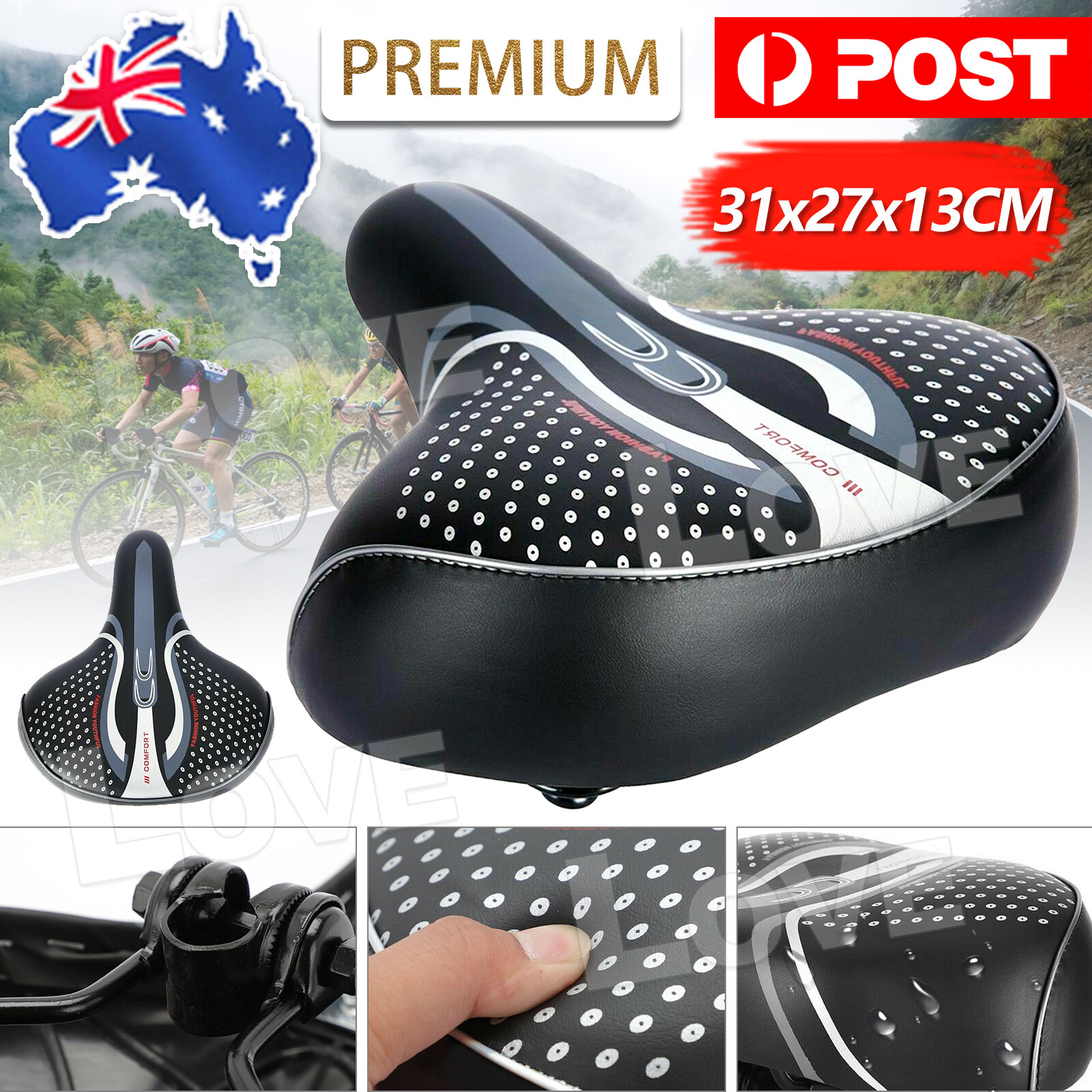 Wide Big Bum Bike Bicycle Saddle Seat Comfort Cruiser Extra Sporty Soft Pad AU