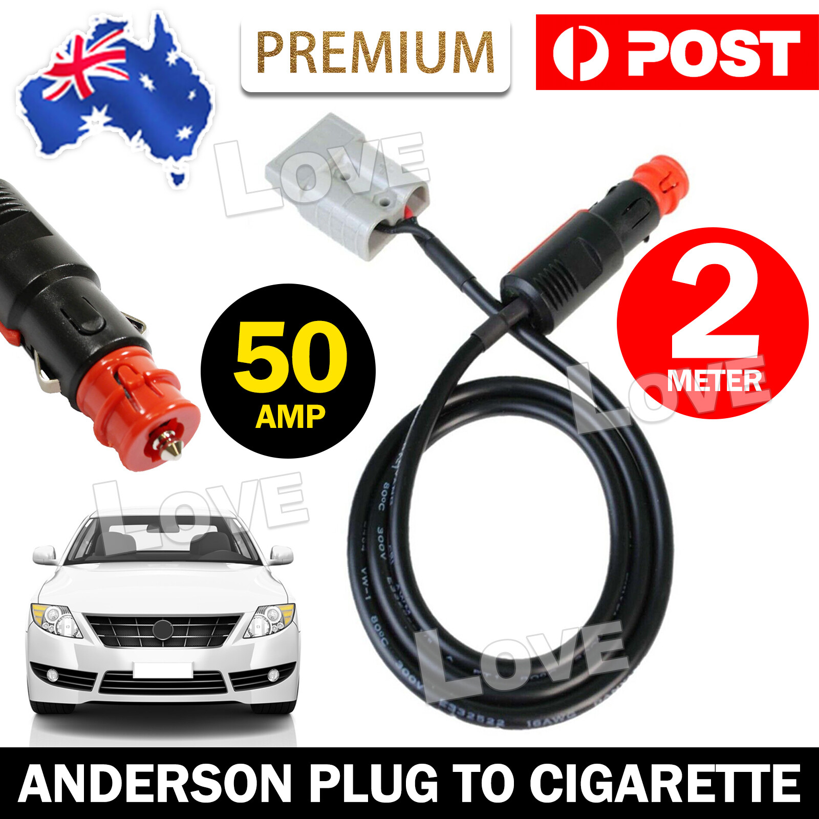 50 Amp Anderson Plug to Merit Cigarette Adapter 2m Male Socket Connector Other