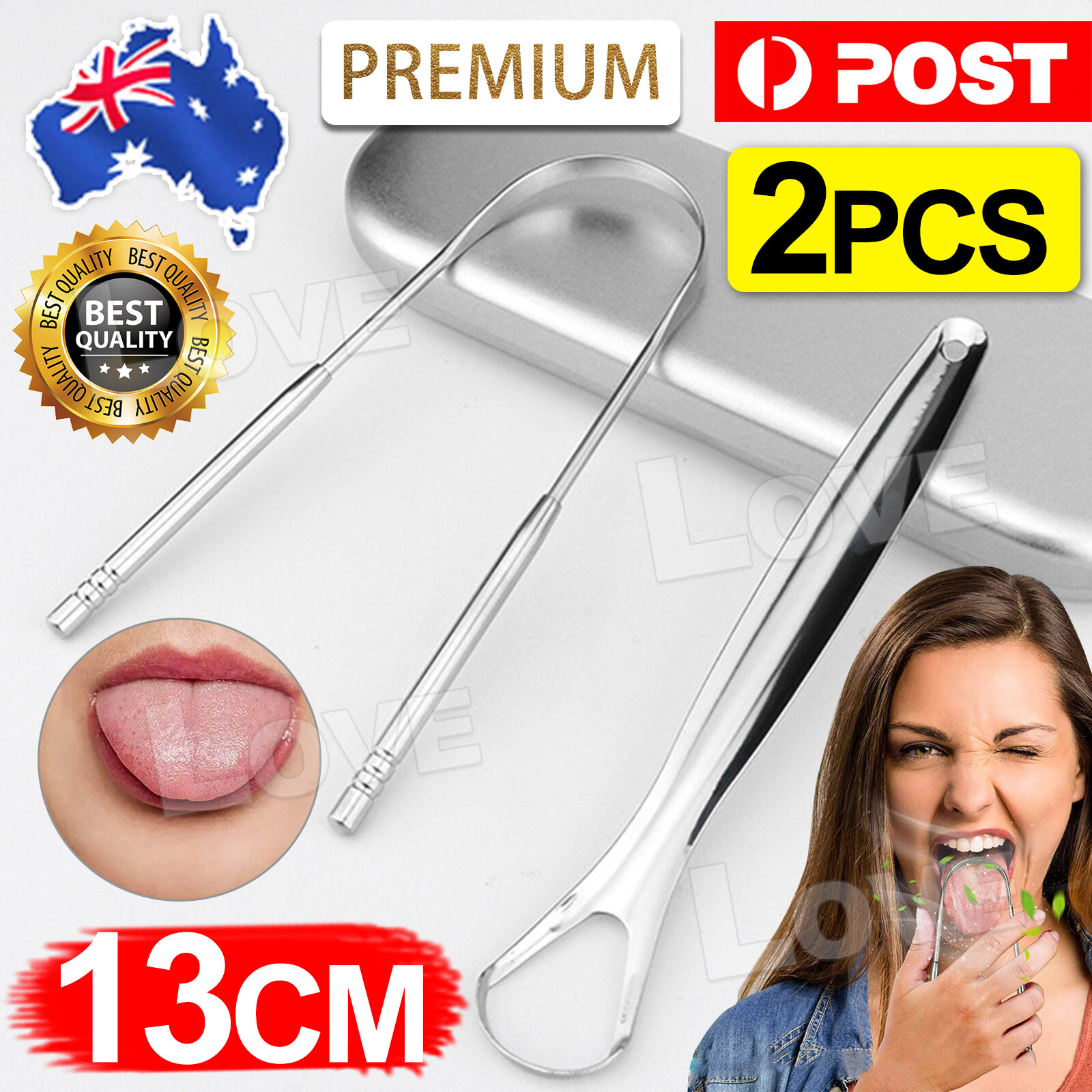 Tongue Tounge Cleaner Scraper Dental Care Oral Hygiene Mouth Kit Stainless Steel