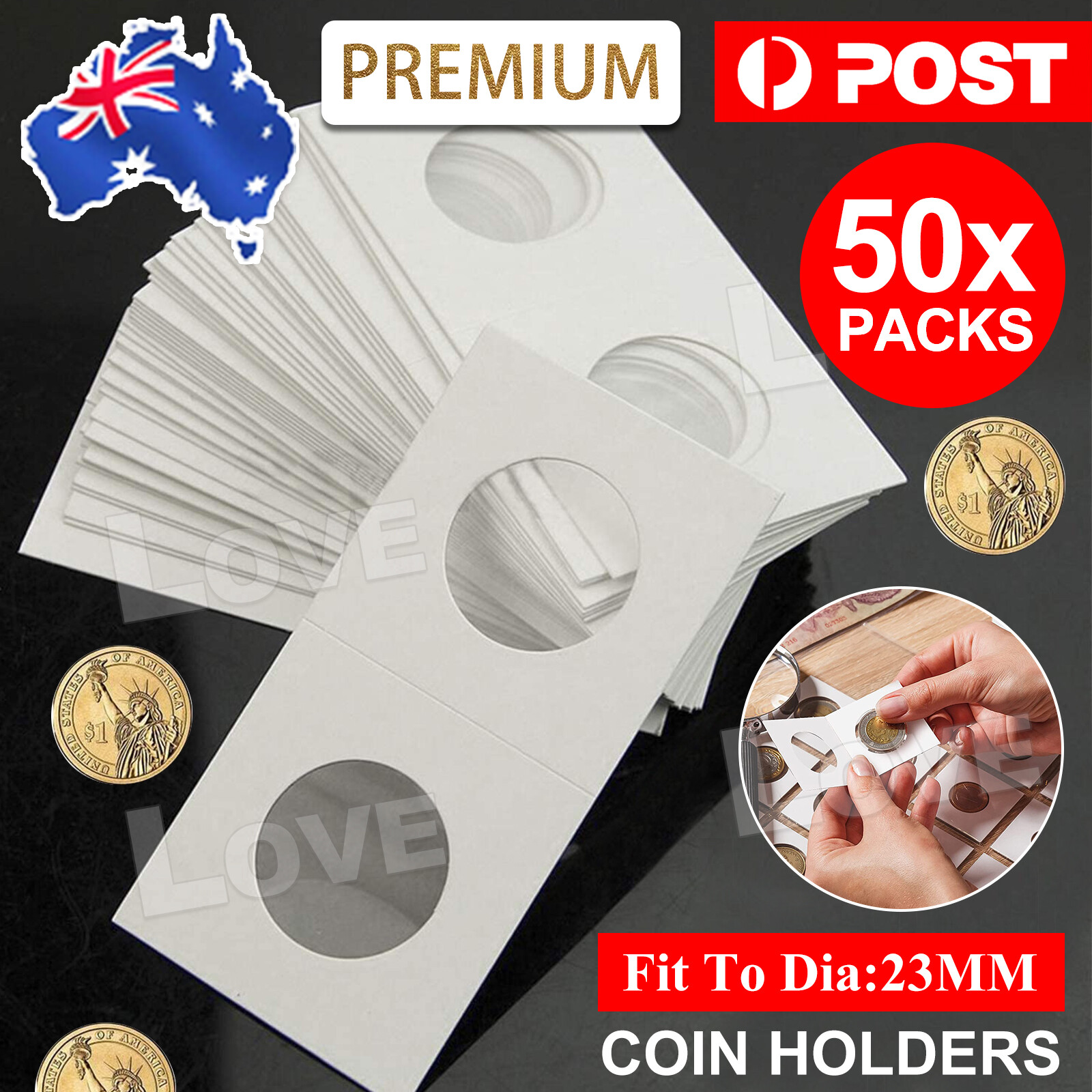 50Pcs Coin Holders Suit Paper Staple 23mm As Picture Show White