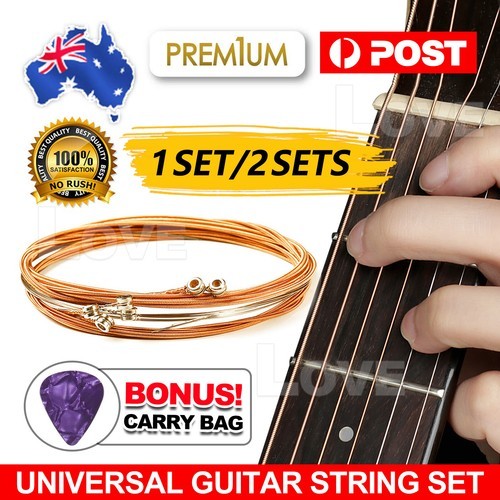 Acoustic Music Guitar Strings Steel Premium Light Universal 6 Pcs Sent Free Pick