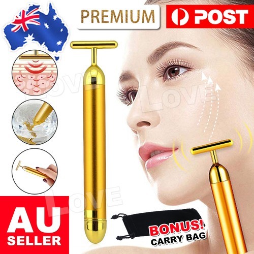 Beauty Bar Facial Roller Face Vibration Skincare Massager Device 24k Gold None