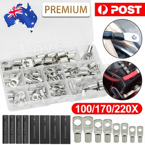240PCS Battery Copper Cable Lugs Crimp Ring Terminals Electrical Wire Connectors