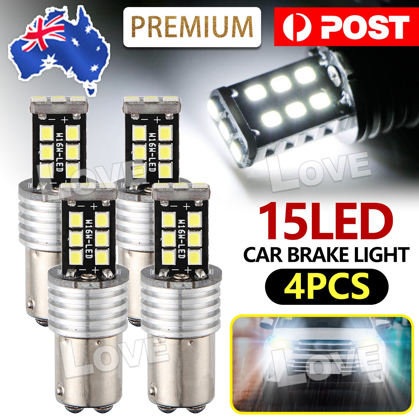 4X BAY15D 1157 P21/5W White 2835 15 LED Brake Stop Tail Light CANBUS Bulb Globe
