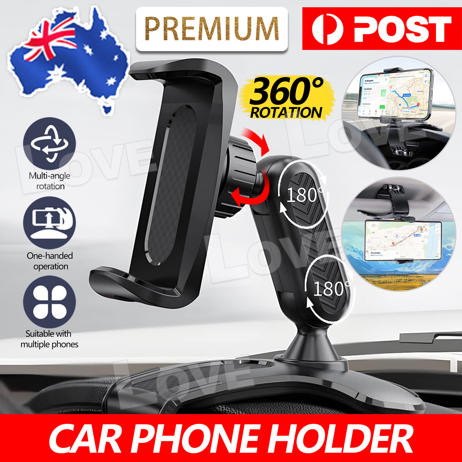 360 Rotation Universal Dashboard Car Phone Holder Mount GPS Stand Cradle Clamp