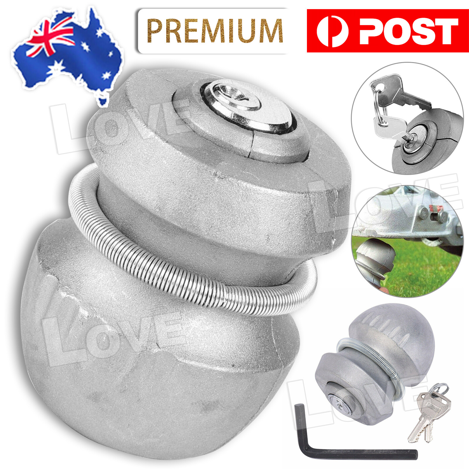 Trailer Coupling Hitch Lock Tow Ball Bar Security Caravan RV Anti Theft Pin Tool