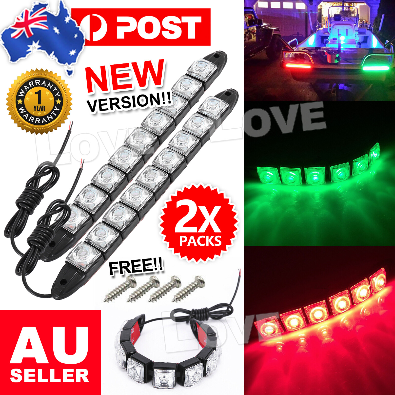 LED Signal Nav Navigation Lights Strip Port Starboard Marine Boat Red Green