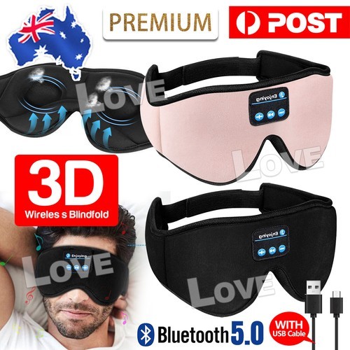 Wireless Bluetooth 5.0 Stereo Eye Mask Headphones Earphone Sleep Music 3D YR-04
