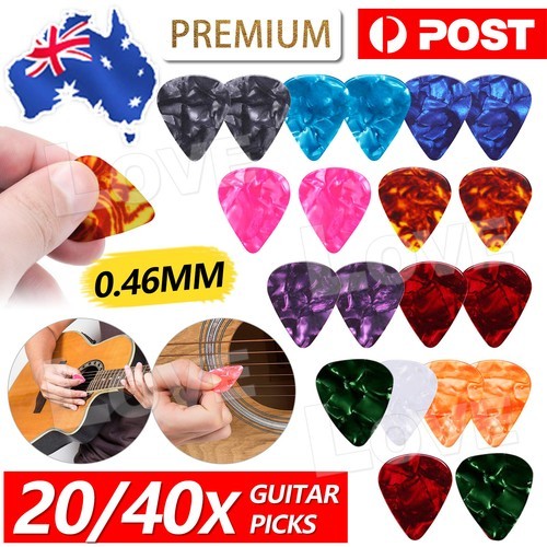 20 40x Acoustic Electric Guitar Celluloid Picks Plectrums 0.46mm Thick Thin