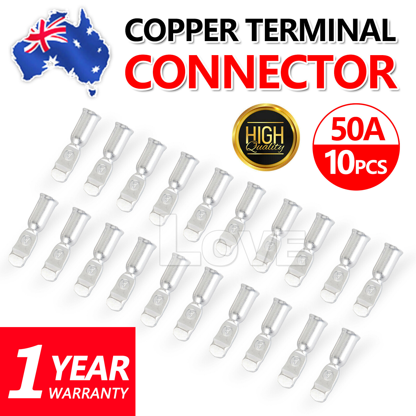 10x ANDERSON PLUG 50 AMP CONTACTS TERMINALS CRIMPS CONNECTOR-12V DUAL BATTE