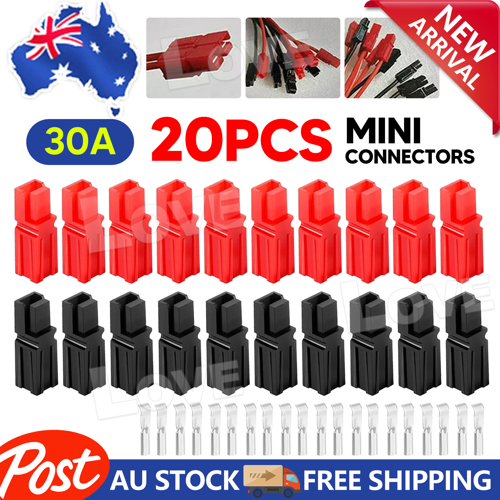 20pcs Mini Connectors For Anderson Style Plug With Red And Black Single Pole