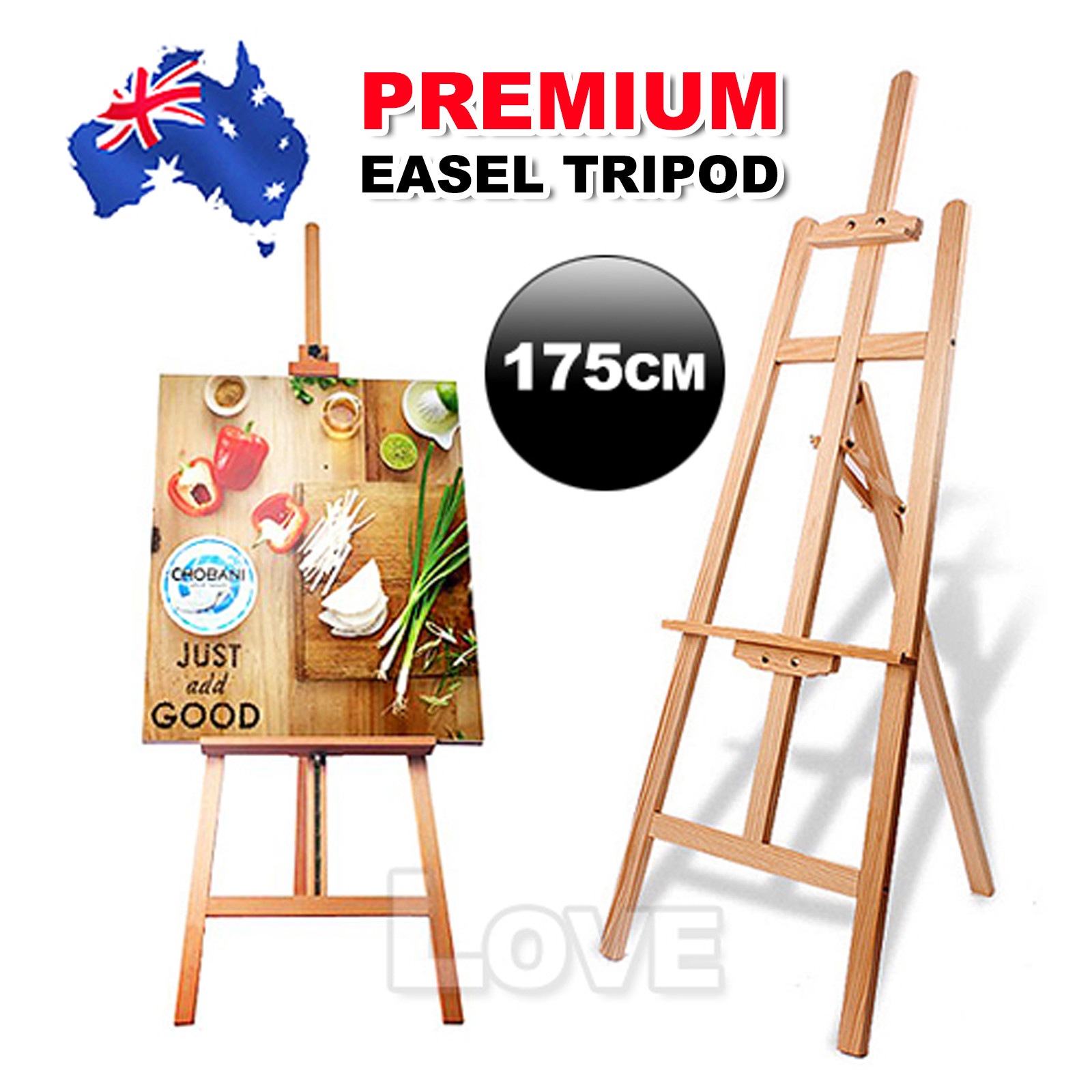 175cm Pine Wood Easel Artist Art Display Painting Shop Tripod Stand Adjustable