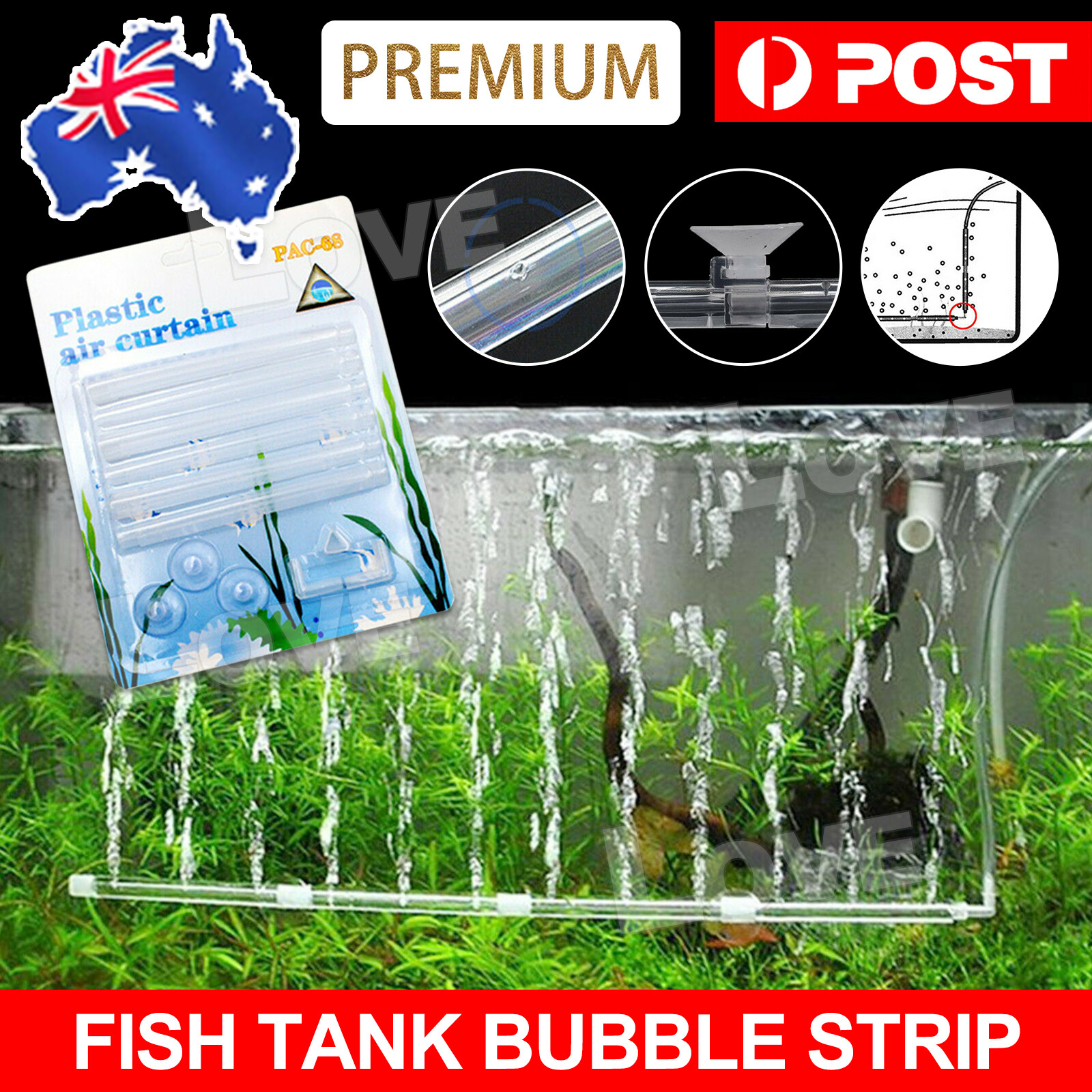 Aquarium Fish Tank Pump Air Stone Bubble Bar Strip Curtain Diffuser Aerator Tube